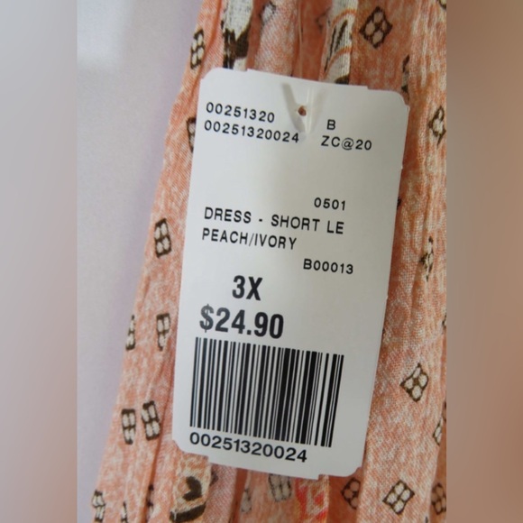 Forever 21+ "Peach/Ivory" Boho Tassel Mini Dress Women's 3X NWT - Picture 3 of 11
